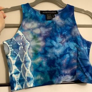 Large NWOT Warrior Within Designs crop top, tie-dye by Space Dirt Dyes